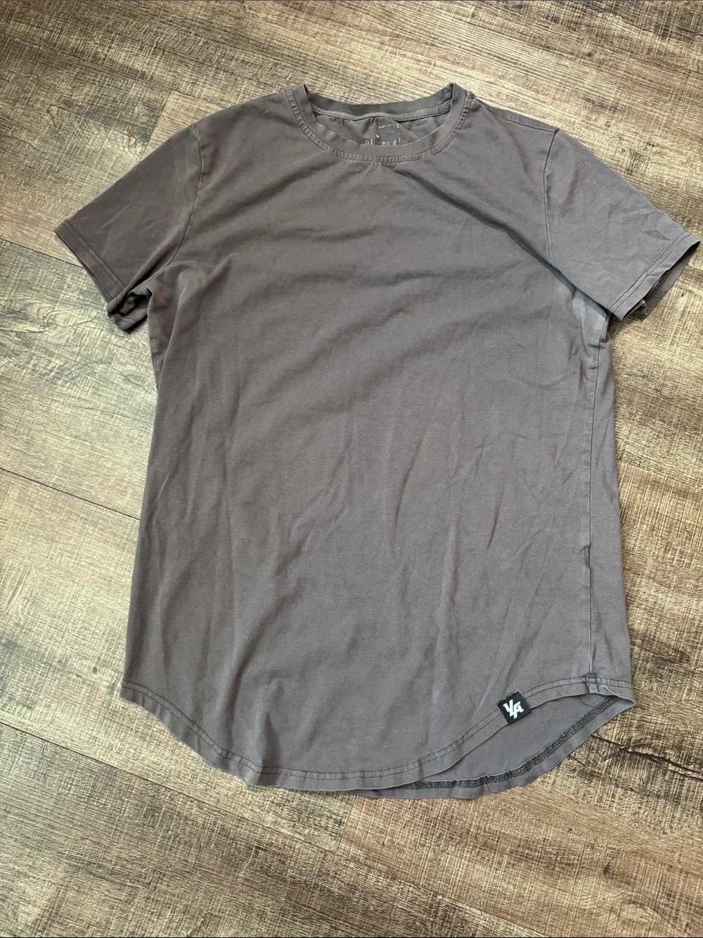 YoungLA Charcoal Gray Curved Hem Crew Neck Shirt